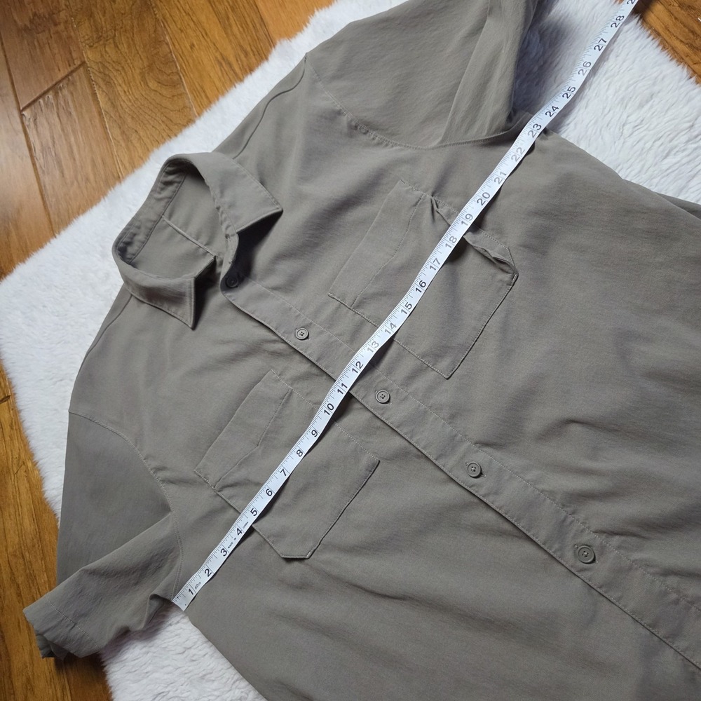 Lululemon Nomad Heavyweight Shirt Men's XL* Army Green Button Up Short Sleeve - Picture 5 of 5